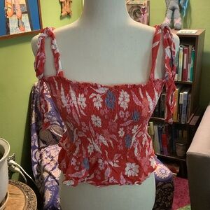 Like New Cynthia Rowley Floral Peplum Sleeveless Blouse